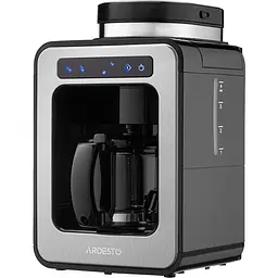 Кавоварка Ardesto FCM-DG064, чорний/Inox, 600W, крапельна, резервуар 0.5л, зерно+мелена, дисплей