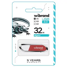 Флеш-накопичувач Wibrand USB 2.0 Aligator 32Gb Dark Червоний - мініатюра 2