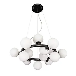 Люстра стельова LED Levistella 761J2029-15-S BK+WH, чорний метал, білий плафон, сучасний стиль