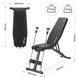 Складана регульована лава для тренувань Gymtek XL400 з еспандерами для дому - мініатюра 12