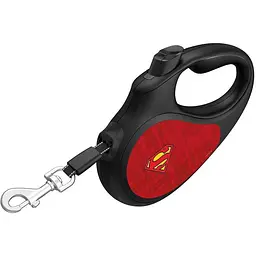 Повідець-рулетка для собак Waudog R-leash, малюнок "Супермен Лого червоний", M, до 25 кг, 5 м, світловідбиваюча стрічка чорний - мініатюра 2