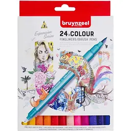Набір лінерів-пензлів Bruynzeel BRUSHPEN двосторонніх 24кол
