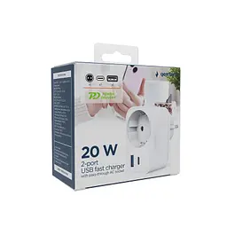 Зарядний пристрій Gembird 1xUSB-C PD20W + 1xUSB QC3.0 + Schuko white (TA-ACPDQC20-01-W) - мініатюра 2
