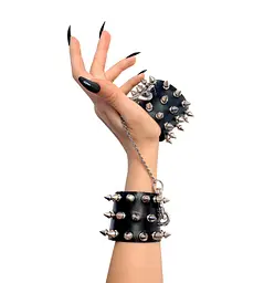 Наручники із шипами Art of Sex - Rose Spiked Leather Handcuffs, натуральна шкіра - мініатюра 2