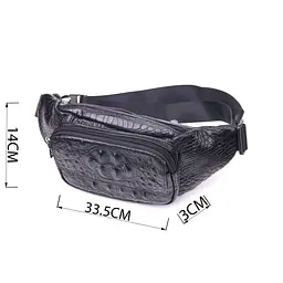 Стильна поясна сумка з натуральної шкіри з фактурою під крокодила 21297 Vintage чорна - мініатюра 7