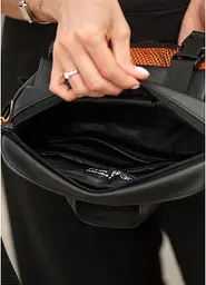 Жіноча сумка бананка Sambag Dynamicdart чорно-помаранчева 38 × 21 × 7 см (80411129) - мініатюра 17