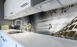Кухонний фартух Бронзові квіти ПВХ для декору 60х300 см Анотація Сірий Happy Pocket Z184485 - мініатюра 5