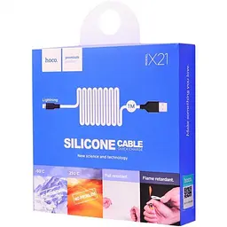 USB Cable Hoco X21 Silicone Lightning Black/White 2m - мініатюра 5
