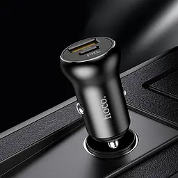 Адаптер автомобильный HOCO Type-C to Lightning Cable Smooth road car charger NZ5 30W black - мініатюра 4