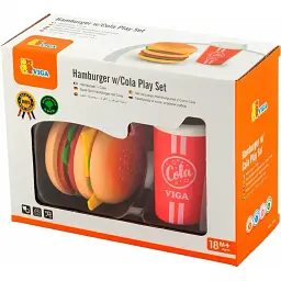 Набір іграшкових продуктів Viga Toys Гамбургер та кола (51602) - мініатюра 4