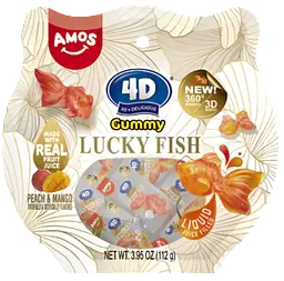 Жувальні цукерки Amos 4D Fruit Gummies Lucky Fish Peach Mango Flavour 112г