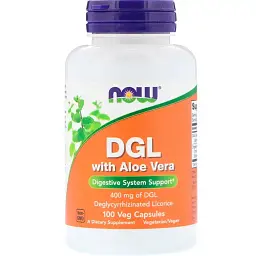 Трави Now Foods Солодка та алое вера, DGL with Aloe Vera, 400 мг, 100 капсул (NOW-04654)