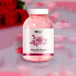 Сіль для ванн Бішофіт Полтавський Rose 1000 г, магнієві пластівці з ароматом троянди - мініатюра 2