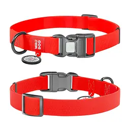 Нашийник для собак водостійкий Waudog Waterproof з QR-паспортом пластикова пряжка-фастекс Ш 15 мм Д 25-35 см червоний