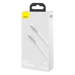 Кабель для зарядки айфону Baseus Cafule Metal Type-C Lightning PD 20W 2м плетений білий - мініатюра 2