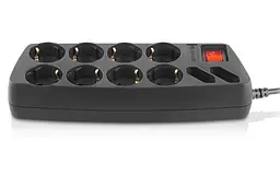 Мережевий фільтр Real-EL RS-10 Protect 10 розеток 1.8 м Black, 10А, до 2.3 кВт, виключатель, заземление (EL122300038) - мініатюра 4