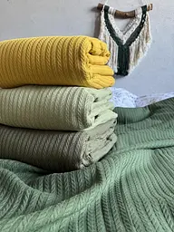 Покривало Zeintex Косичка бавовняне хакі 230х260 см - мініатюра 5