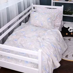 Простирадло на гумці MirSon Poplin Line Kids 07 Rabbits 80х200 см кремове (2200009718175) - мініатюра 2