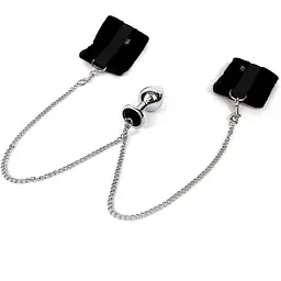 Наручники з металевою анальною пробкою Art of Sex Handcuffs With Metal Anal Plug Size M Black - мініатюра 3