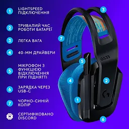 Гарнітура Logitech G535 LIGHTSPEED Wireless Black (939-002219) - мініатюра 6