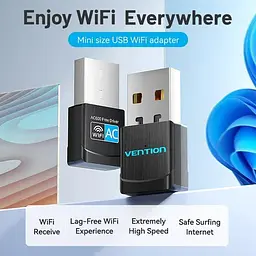 Адаптер WiFi Vention 2.4GHz/5GHz 150/433 Мбіт/с, USB - мініатюра 4