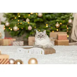 Кігтеточка-хвиля Trixie для котів Різдвяна кортонна біло-золота 43,5х8х20 см - мініатюра 7