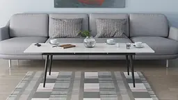 Стіл журнальний трансформер Dandi Small Ferrum-decor 45x120(160)x70 Чорний метал ДСП Білий 16 мм (FRD-106799) - мініатюра 6