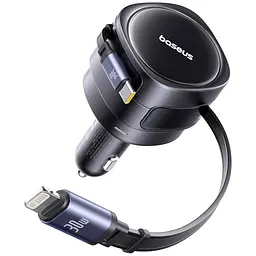 АЗП Baseus Enjoyment Max PD60W with retractable cables (1USB-C/1L) (C00035507121) Cosmic Black - мініатюра 3