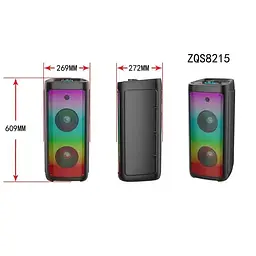 Акустична система XPRO ZPRO ZQS-8215 потужність 150 Вт Bluetooth USB SD USB AUX мікрофонний вхід для караоке (MER-15653_3850) - мініатюра 5