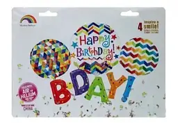 Набір фольгованих кульок "Happy Birthday" 4 шт декоративні для свят - мініатюра 2