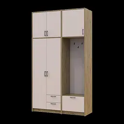 Шафа для одягу Doros Ронді з вішалкою та високою антресолею Дуб Артізан/Кашемір 2 ДСП 142х52х260 (42005276) - мініатюра 2