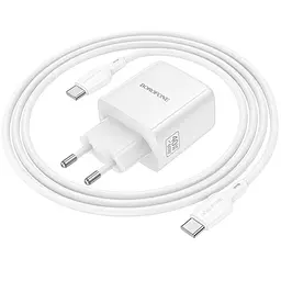 МЗП BN33 Fuente PD40W (1USB-C) + кабель Type-C to Type-C White Borofone teh0029629 - мініатюра 3