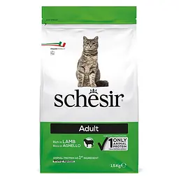 Сухий монопротеїновий корм для котів Schesir Cat Adult Chicken Шезір з ягням 1.5 кг (ШКВЯ1,5)