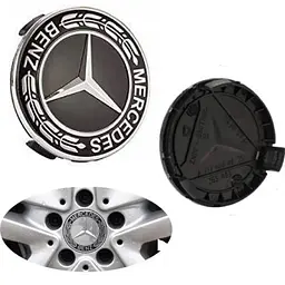 Ковпачки на литі диски Mercedes 75 / 70 мм Колосок Чорний 1 шт (А1714000025)