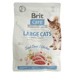 Сухий корм для котів великих порід Brit Care Cat GF Large cats Power&Vitality з качкою і куркою 2 кг - мініатюра 2