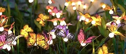 Світильники Firefly butterflies на сонячних батареях з зеленим листям і метеликами садові 2 шт - мініатюра 7