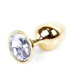 Анальна пробка - Jewellery Gold Plug Clear - мініатюра 4