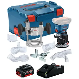 Акумуляторний фрезер Bosch GKF 18V-8 Professional, з акб 4 Ah та з/п GAL 18V-40, в кейсі L-Boxx 238