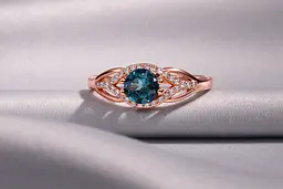 Елегантна каблучка з червоного золота з топазом London Blue К-0569 14 - мініатюра 4