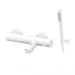 Змішувач для ванни Paffoni Light із регульованим душовим гарнітуром white matt LIG023BO, Білий матовий