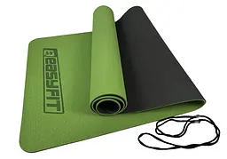 Килимок для йоги та фітнесу EasyFit TPE+TC 6мм двошаровий зелений-чорний (EF-1924-GNBK) - мініатюра 13