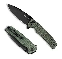 Ніж cкладний Sencut Sachse S21007-2 Micarta зелений - чорне лезо