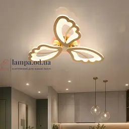 Світлодіодна стельова люстра Diasha 8166/3G золото, пелюстки, 50 Вт, 55 см, 6-12m2 - мініатюра 1