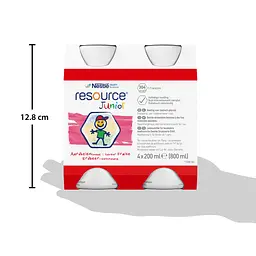 Готова молочна суміш Nestle Resource Junior, зі смаком полуниці, 800 мл (4 шт по 200 мл) - мініатюра 6