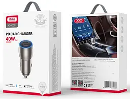 Автомобільний зарядний пристрій XO CC51 Metal double USB-C QC&PD3.0 40W 3A Tarnish - мініатюра 2