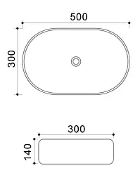 Умивальник накладний Mixxus Premium Ellipse-0109 500x300x140 мм MP6653, Графит - мініатюра 2