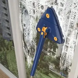 Швабра Eco Fabric трикутна насадка з мікрофібри 22 см ручка 127 см темно-синя (EF-2203) - мініатюра 8