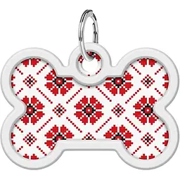 Адресник для собак і котів Waudog Smart ID з QR паспортом Вишиванка 4х2.8 см - мініатюра 2