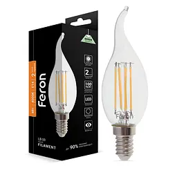 Світлодіодна лампа Feron Filament LB-59 4 Вт E14 4000K свічка на вітрі