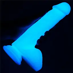 Неоновий фалоімітатор LoveToy Lumino Play 23 см блакитний - мініатюра 6